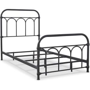 Signature Design by Ashley Nashburg Industrial Farmhouse Metal Bed, Full, Matte Black(Black)