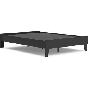 Signature Design by Ashley Neilsville Butcher Block Style Platform Bed, Full, Rustic Gray(Black)
