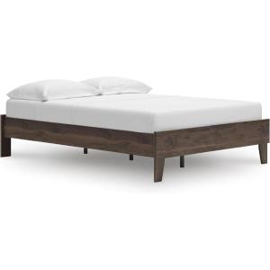 Signature Design by Ashley Neilsville Butcher Block Style Platform Bed, Full, Rustic Gray(Mocha Brown)