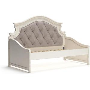 Signature Design by Ashley Realyn French Country Upholstered Tufted Day Bed, Twin, White & Beige