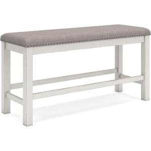 Signature Design by Ashley Robbinsdale Large Upholstered 48″ W Dining Bench, Light Gray & White(Antique White)