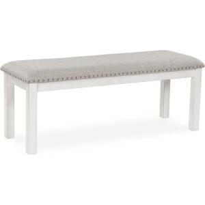 Signature Design by Ashley Robbinsdale Large Upholstered 48″ W Dining Bench, Light Gray & White(Light Gray & White)
