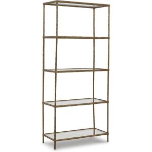 Signature Design by Ashley Ryandale Modern 5 Shelf Bookcase, Antique Brass Finish(Brass)
