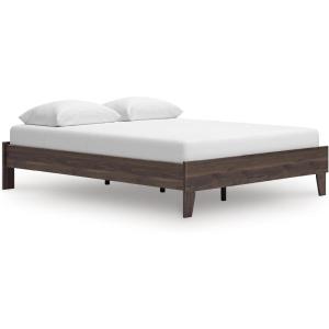 Signature Design by Ashley Socalle Casual Queen Platform Bed with Metal Slats, No Box Spring Needed, Black(Mocha Brown)