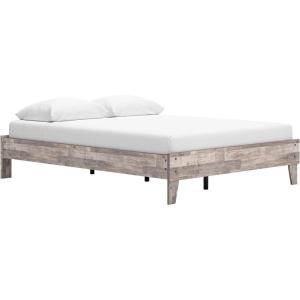 Signature Design by Ashley Socalle Casual Queen Platform Bed with Metal Slats, No Box Spring Needed, Black(Rustic Natural)