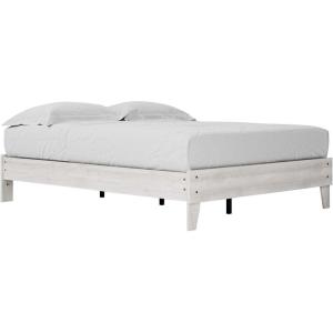 Signature Design by Ashley Socalle Casual Queen Platform Bed with Metal Slats, No Box Spring Needed, Black(Whitewash)