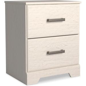 Signature Design by Ashley Stelsie Contemporary 2 Drawer Nightstand, 24.41″ Tall, White(White)