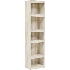 Signature Design by Ashley Trinell Rustic Entertainment Center Pier Bookcase with 3 Adjustable Shelves, Natural Brown(Cream)