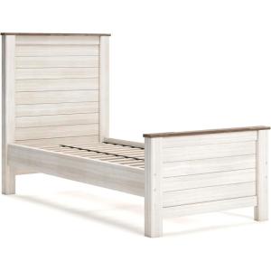 Signature Design by Ashley Willowton Cottage Farmhouse Panel Headboard ONLY, Queen, Whitewash(Twin)