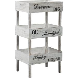 Signature Design by Ashley Yulton Farmhouse Shelf with Storage Trays, Antique White