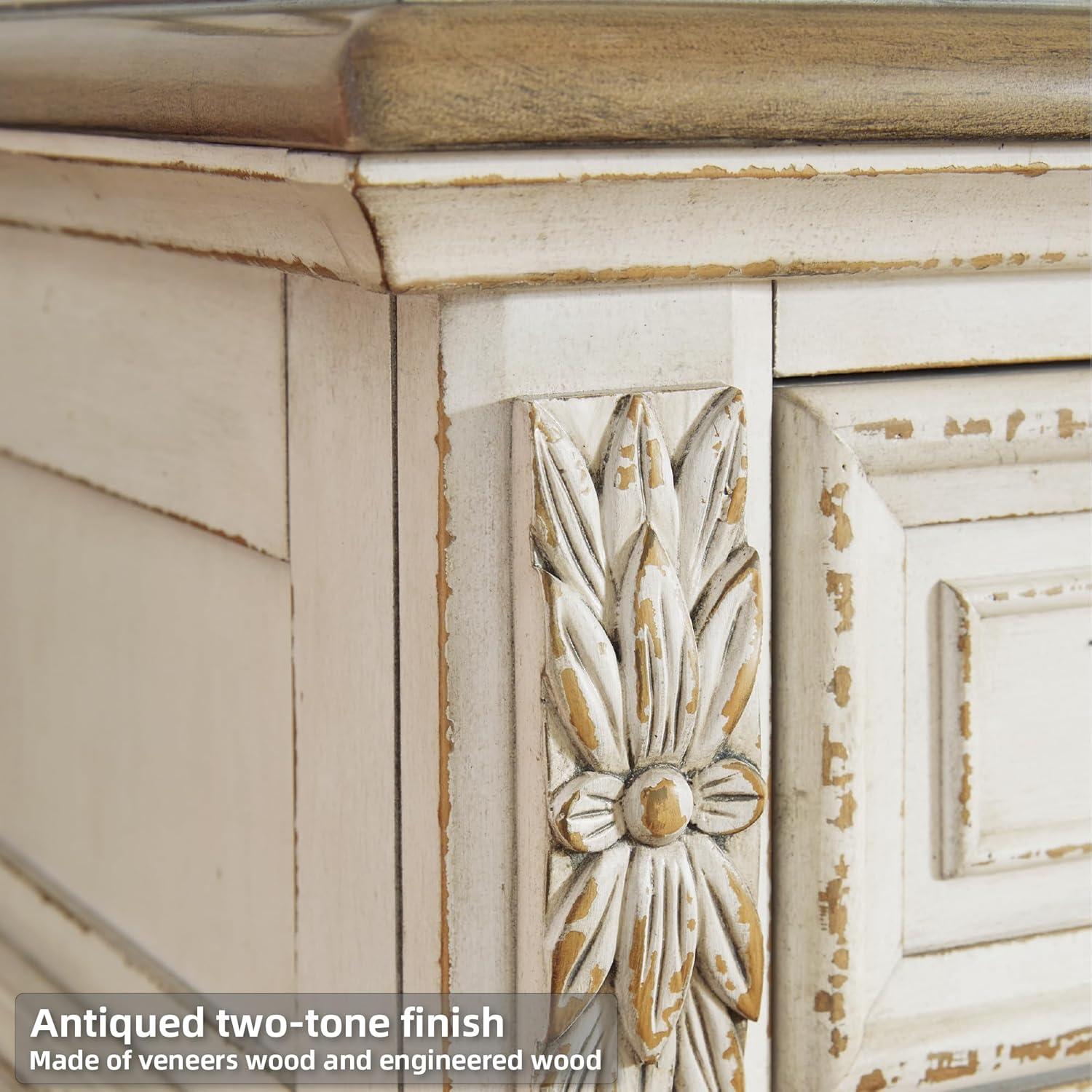 imageSignature Design By Ashley Realyn French Country Youth 6 Drawer Dresser Chipped White ampamp BrownCream