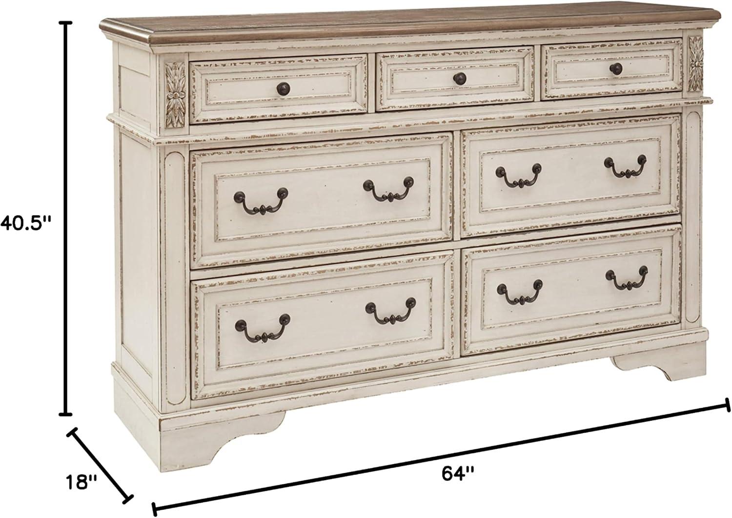 imageSignature Design By Ashley Realyn French Country Youth 6 Drawer Dresser Chipped White ampamp BrownCream