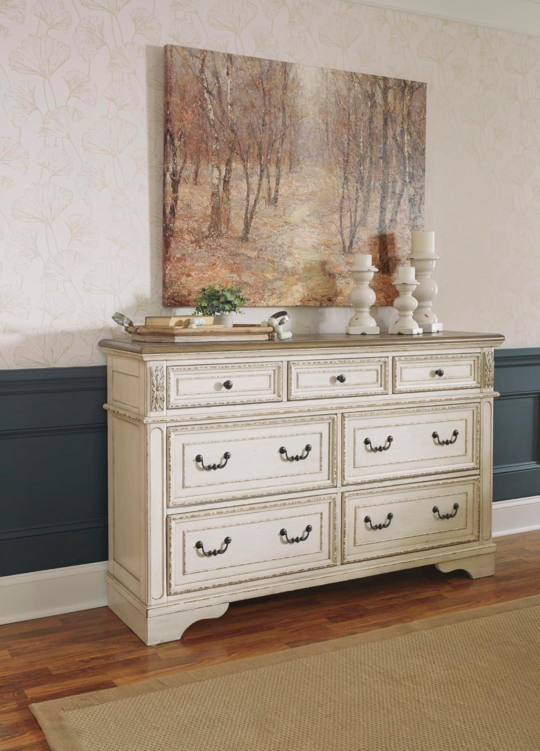 imageSignature Design By Ashley Realyn French Country Youth 6 Drawer Dresser Chipped White ampamp BrownCream