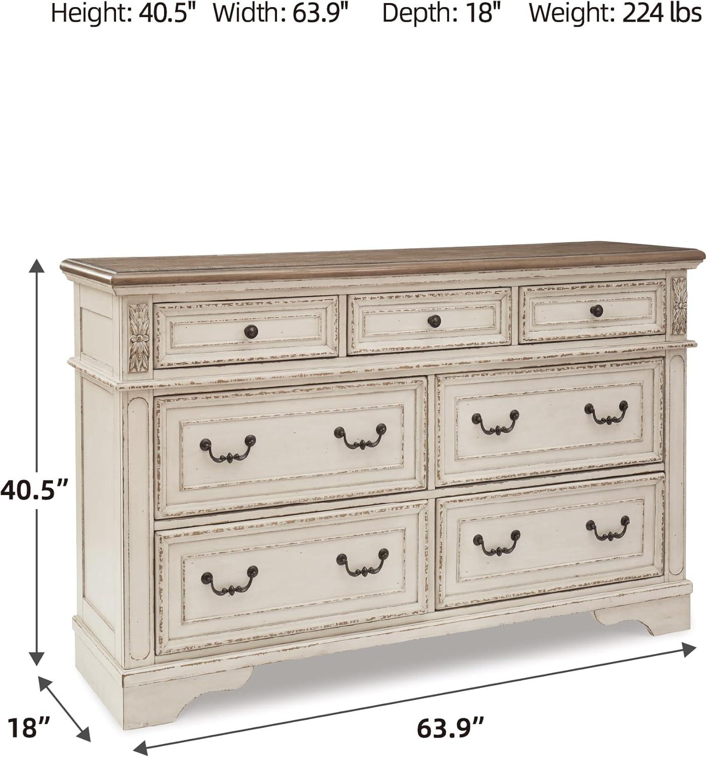 imageSignature Design By Ashley Realyn French Country Youth 6 Drawer Dresser Chipped White ampamp BrownCream