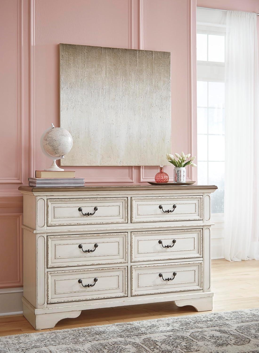 imageSignature Design By Ashley Realyn French Country Youth 6 Drawer Dresser Chipped White ampamp BrownCream