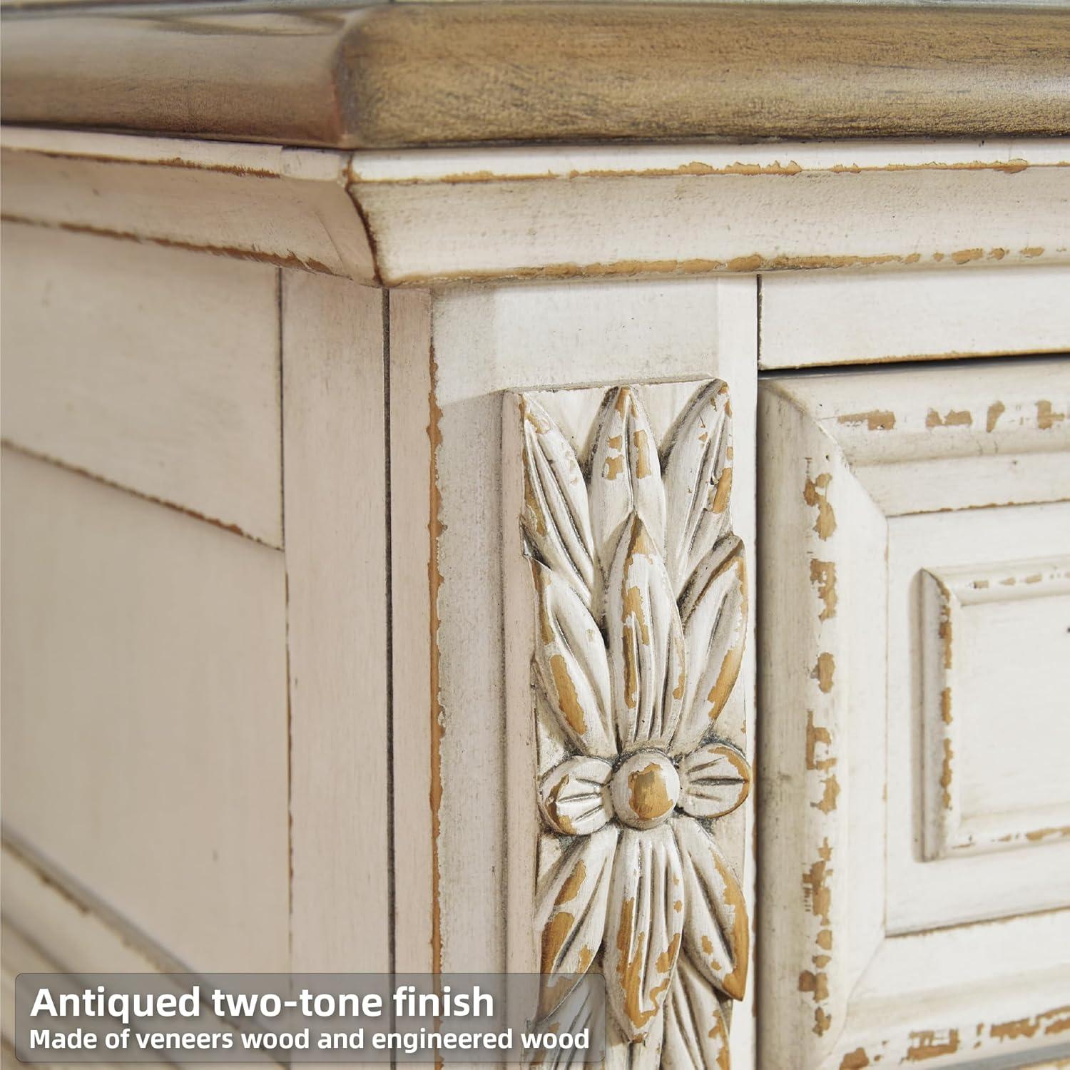 imageSignature Design By Ashley Realyn French Country Youth 6 Drawer Dresser Chipped White ampamp BrownCream