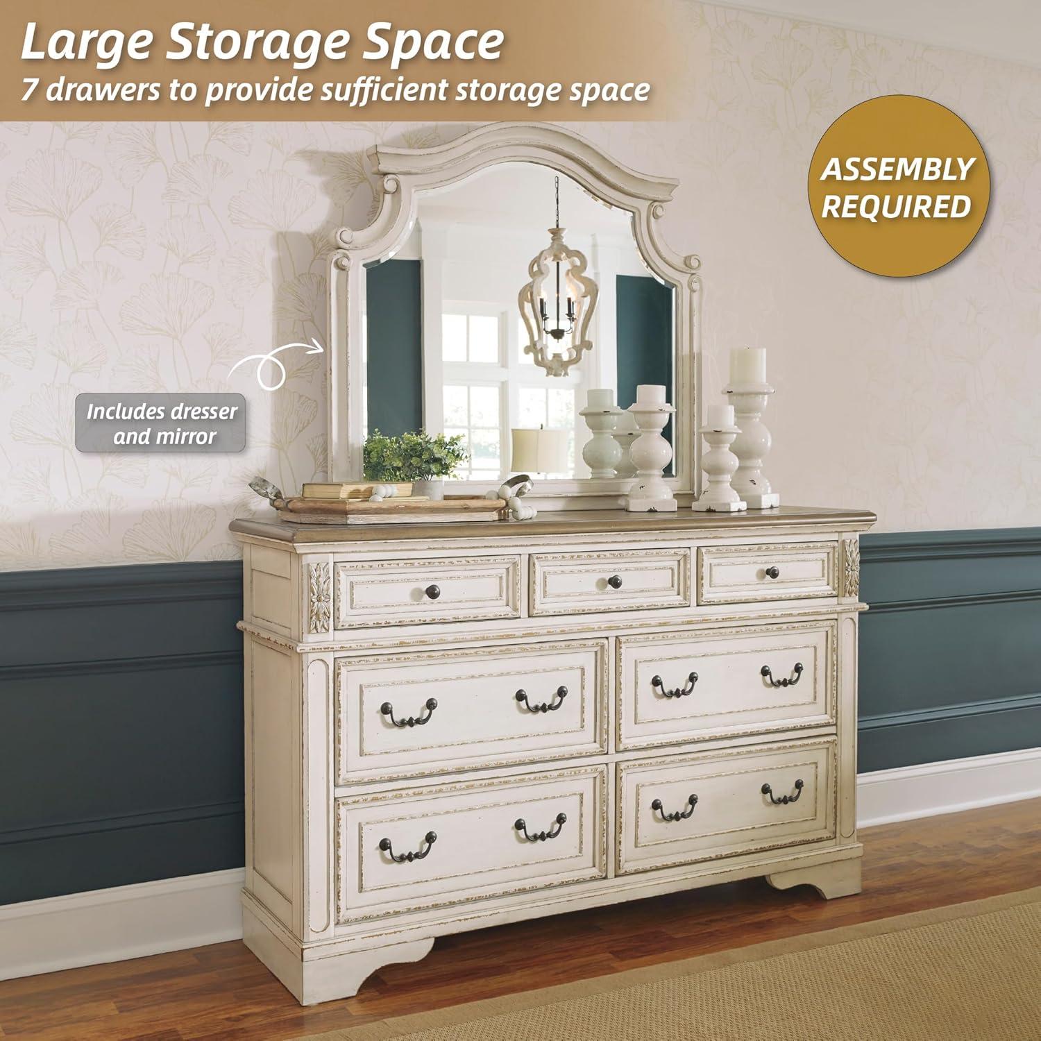 imageSignature Design By Ashley Realyn French Country Youth 6 Drawer Dresser Chipped White ampamp BrownCream