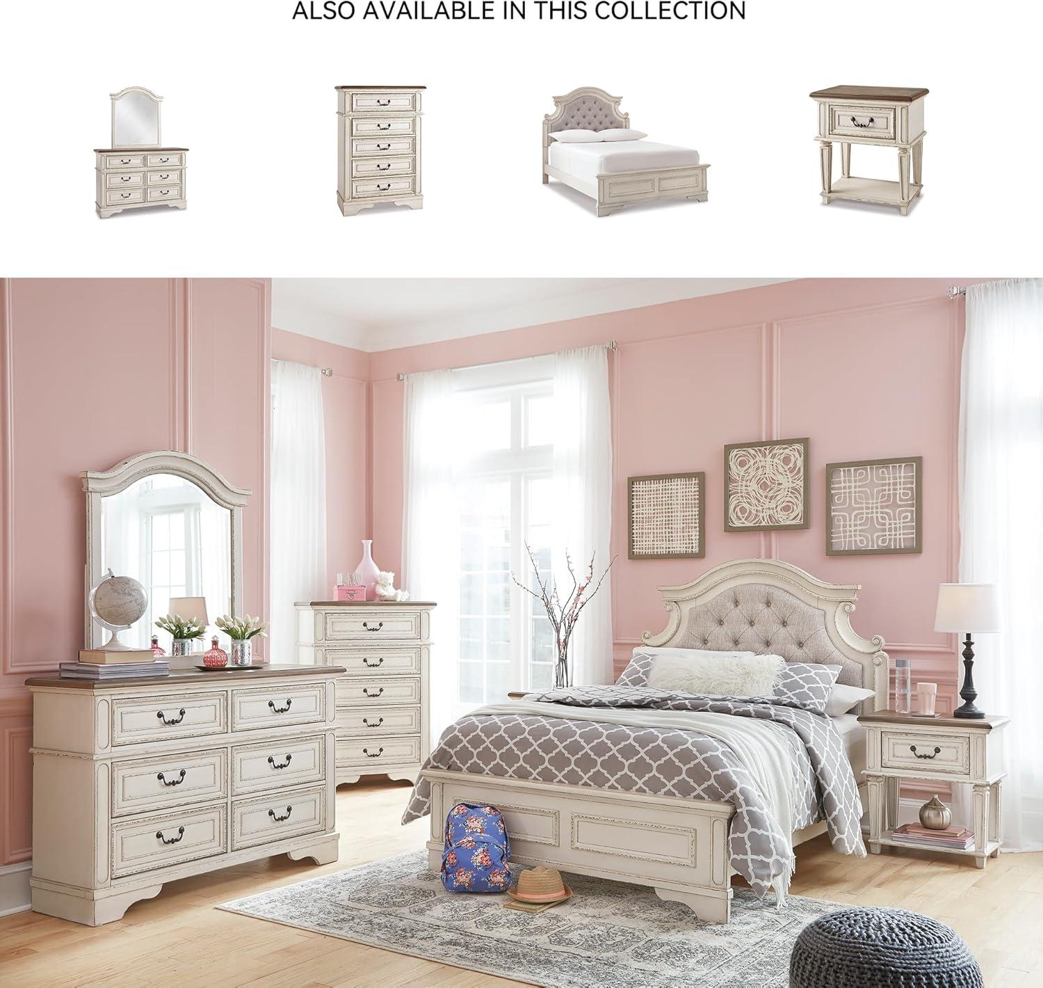 imageSignature Design By Ashley Realyn French Country Youth 6 Drawer Dresser Chipped White ampamp BrownCream