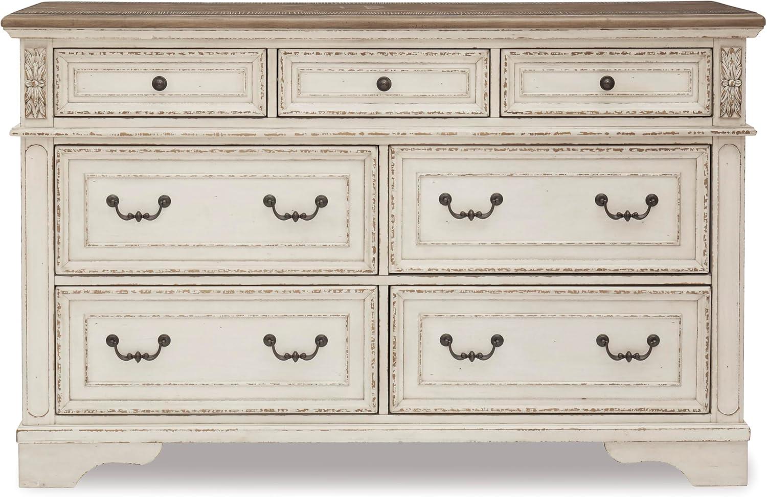 imageSignature Design By Ashley Realyn French Country Youth 6 Drawer Dresser Chipped White ampamp BrownCream
