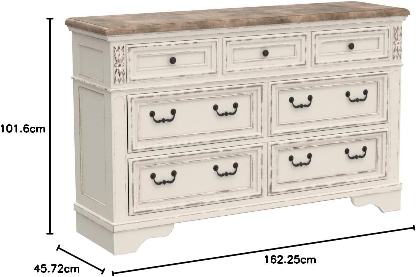 imageSignature Design By Ashley Realyn French Country Youth 6 Drawer Dresser Chipped White ampamp BrownCream