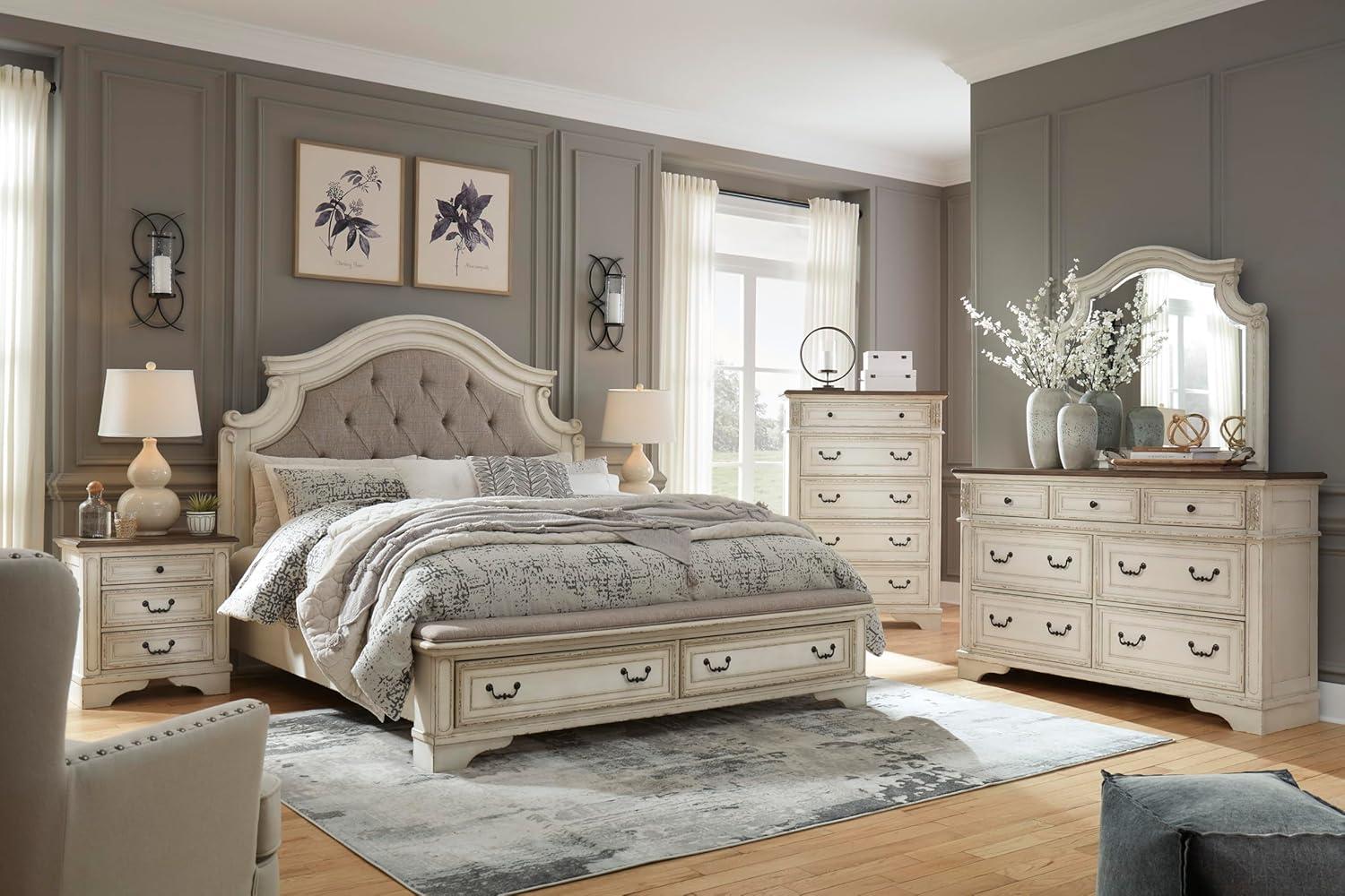 imageSignature Design By Ashley Realyn French Country Youth 6 Drawer Dresser Chipped White ampamp BrownCream