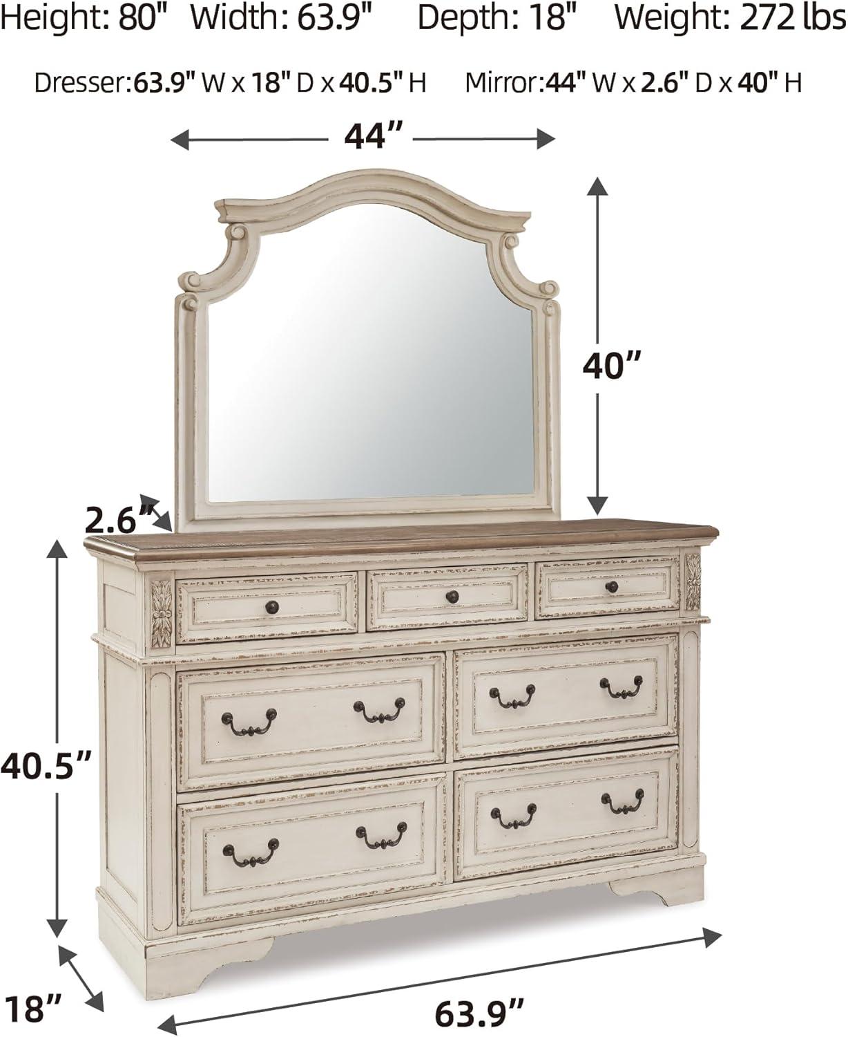 imageSignature Design By Ashley Realyn French Country Youth 6 Drawer Dresser Chipped White ampamp BrownCream