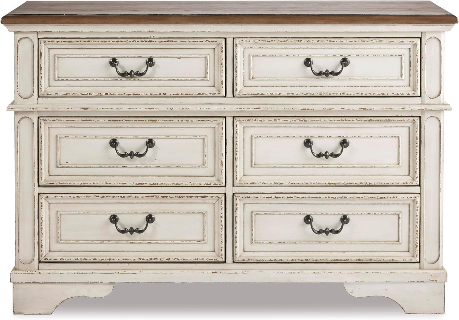 imageSignature Design By Ashley Realyn French Country Youth 6 Drawer Dresser Chipped White ampamp BrownCream