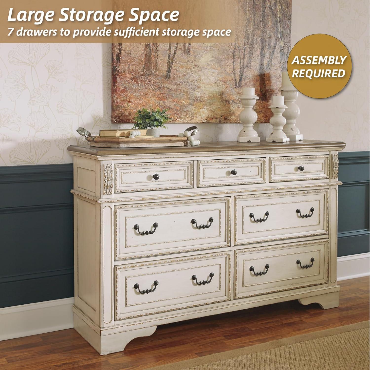 imageSignature Design By Ashley Realyn French Country Youth 6 Drawer Dresser Chipped White ampamp BrownCream