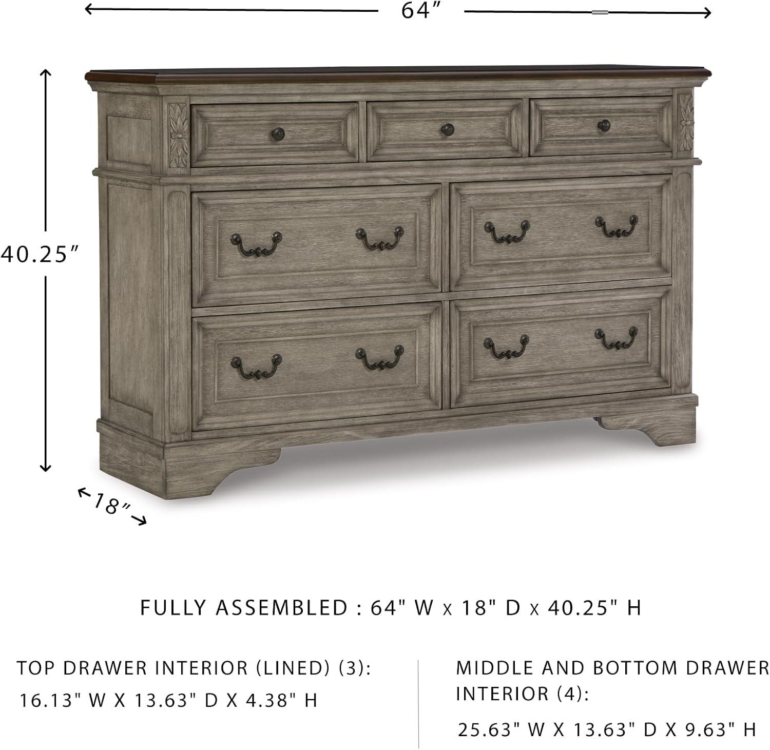 imageSignature Design By Ashley Realyn French Country Youth 6 Drawer Dresser Chipped White ampamp BrownGrey