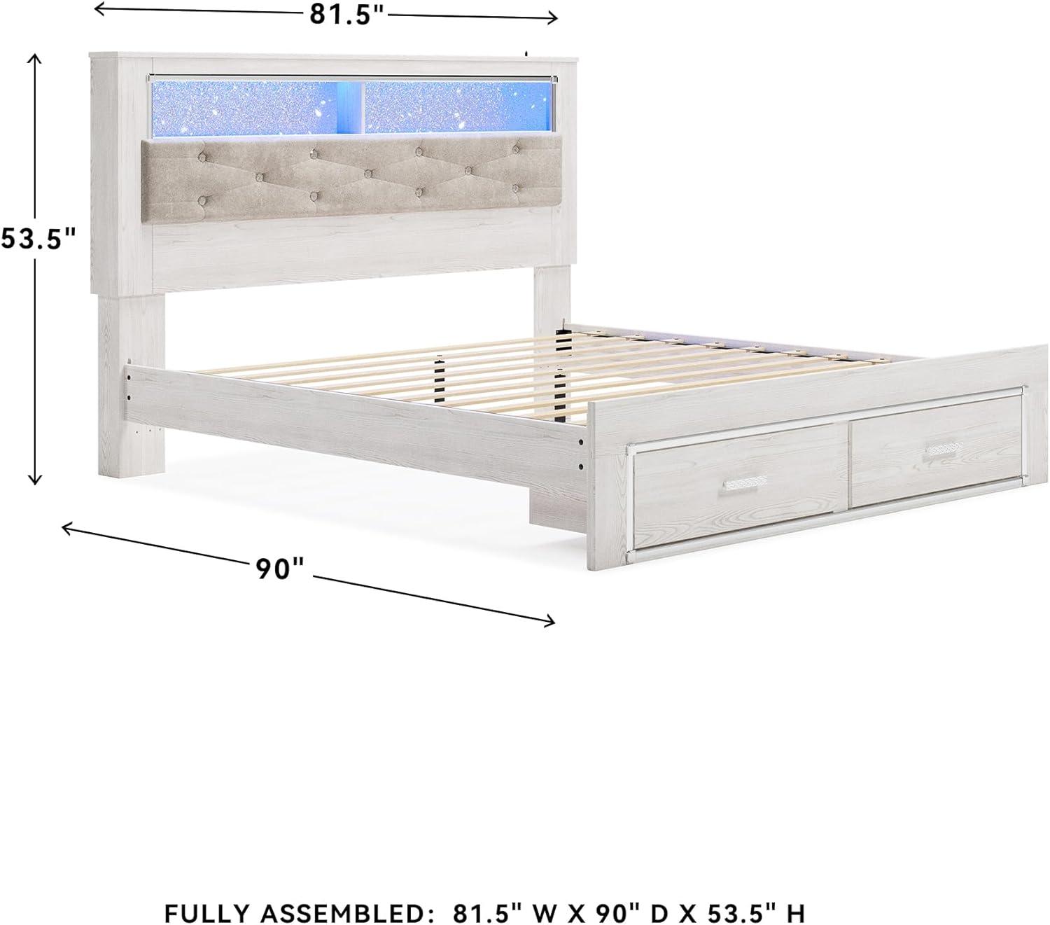 imageSignature Design by Ashley Altyra Modern SmoothGliding 6Drawer Dresser and Mirror with Safety Stop WhiteKing Bookcase Bed with Storage