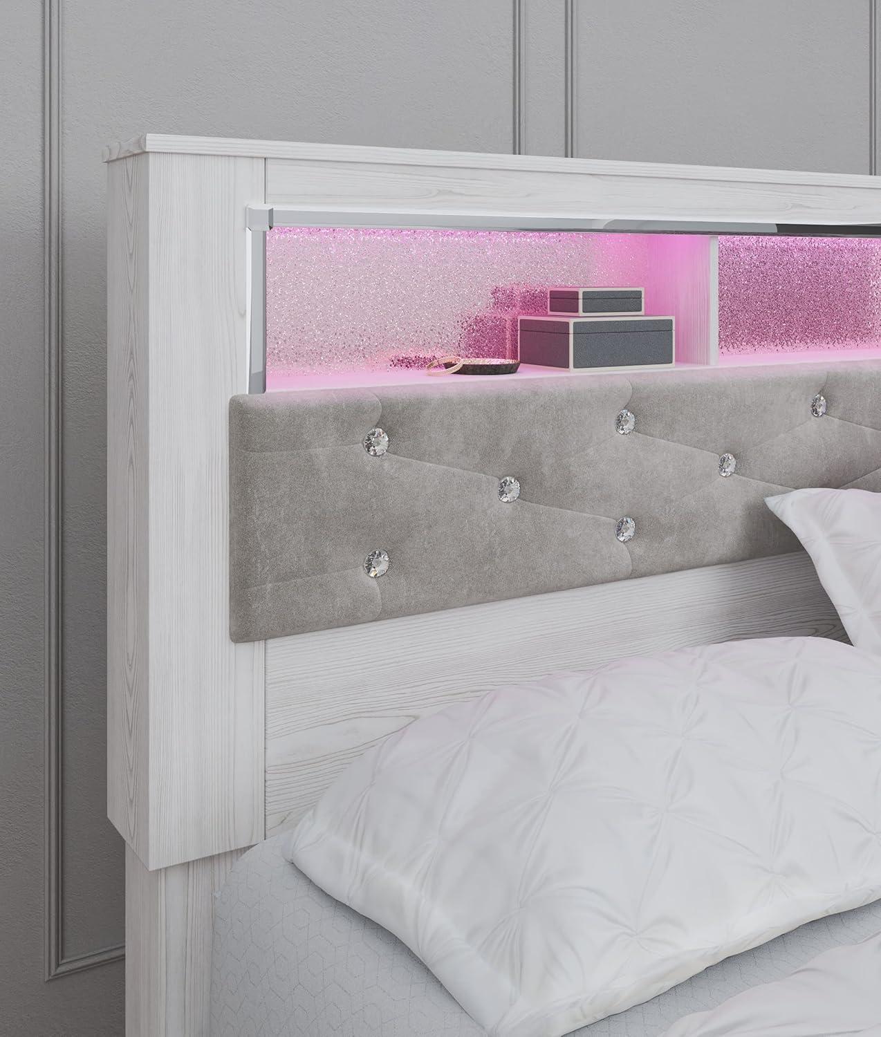 imageSignature Design by Ashley Altyra Modern SmoothGliding 6Drawer Dresser and Mirror with Safety Stop WhiteKing Bookcase Headboard Only