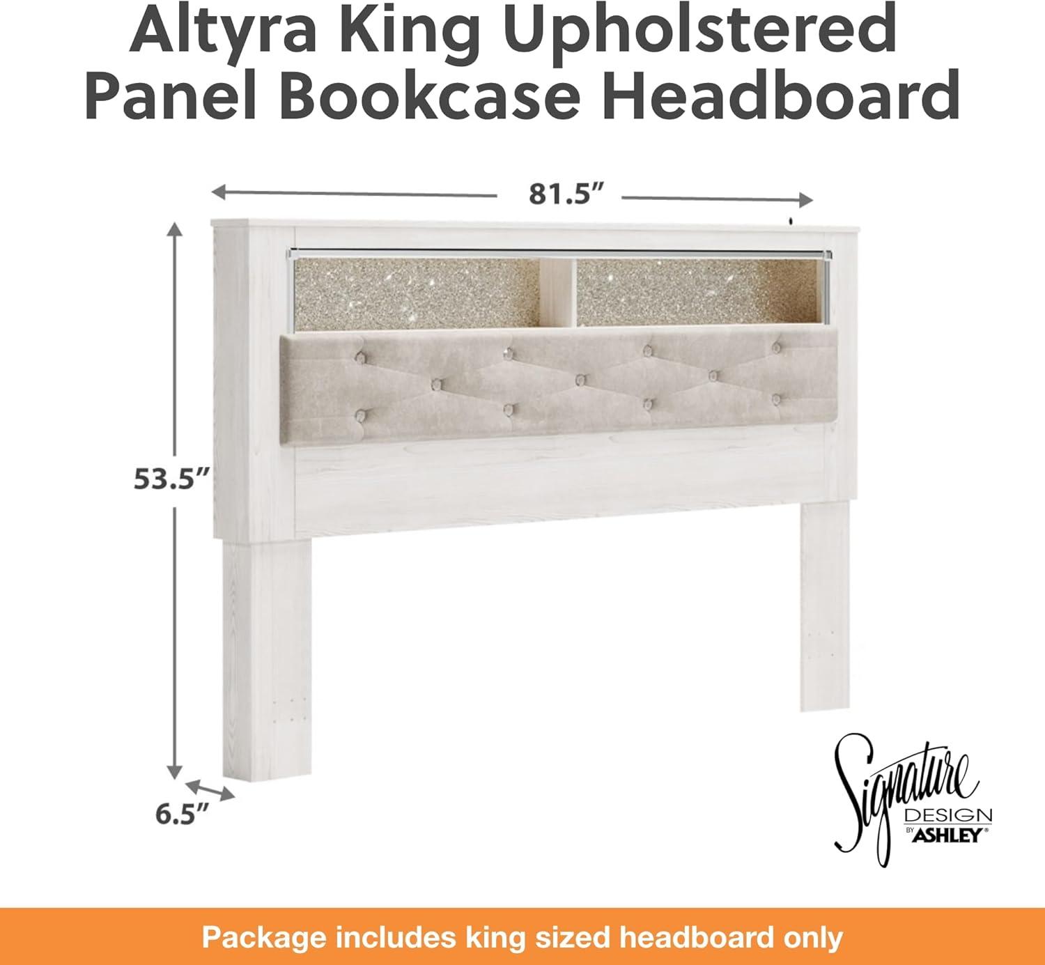 imageSignature Design by Ashley Altyra Modern SmoothGliding 6Drawer Dresser and Mirror with Safety Stop WhiteKing Bookcase Headboard Only