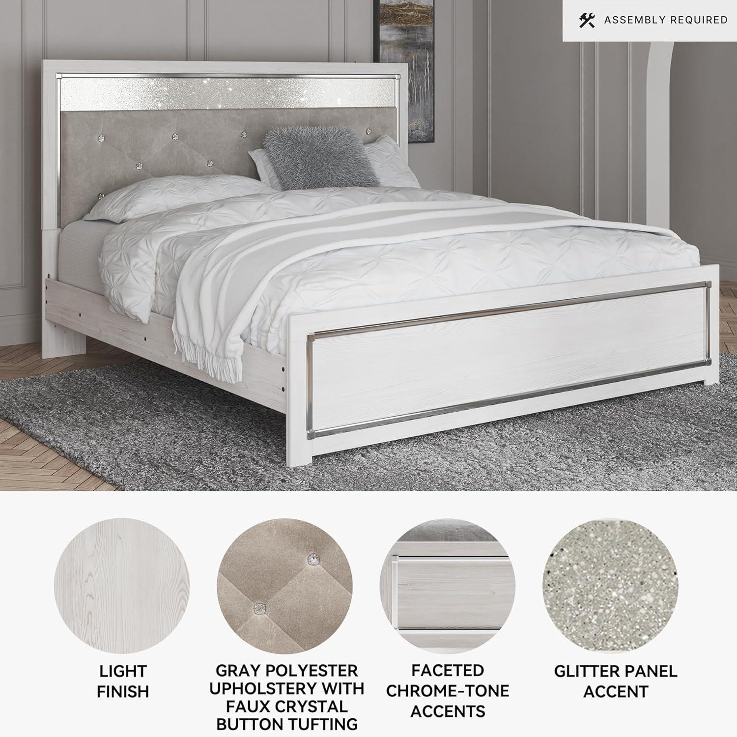 imageSignature Design by Ashley Altyra Modern SmoothGliding 6Drawer Dresser and Mirror with Safety Stop WhiteKing Panel Bed