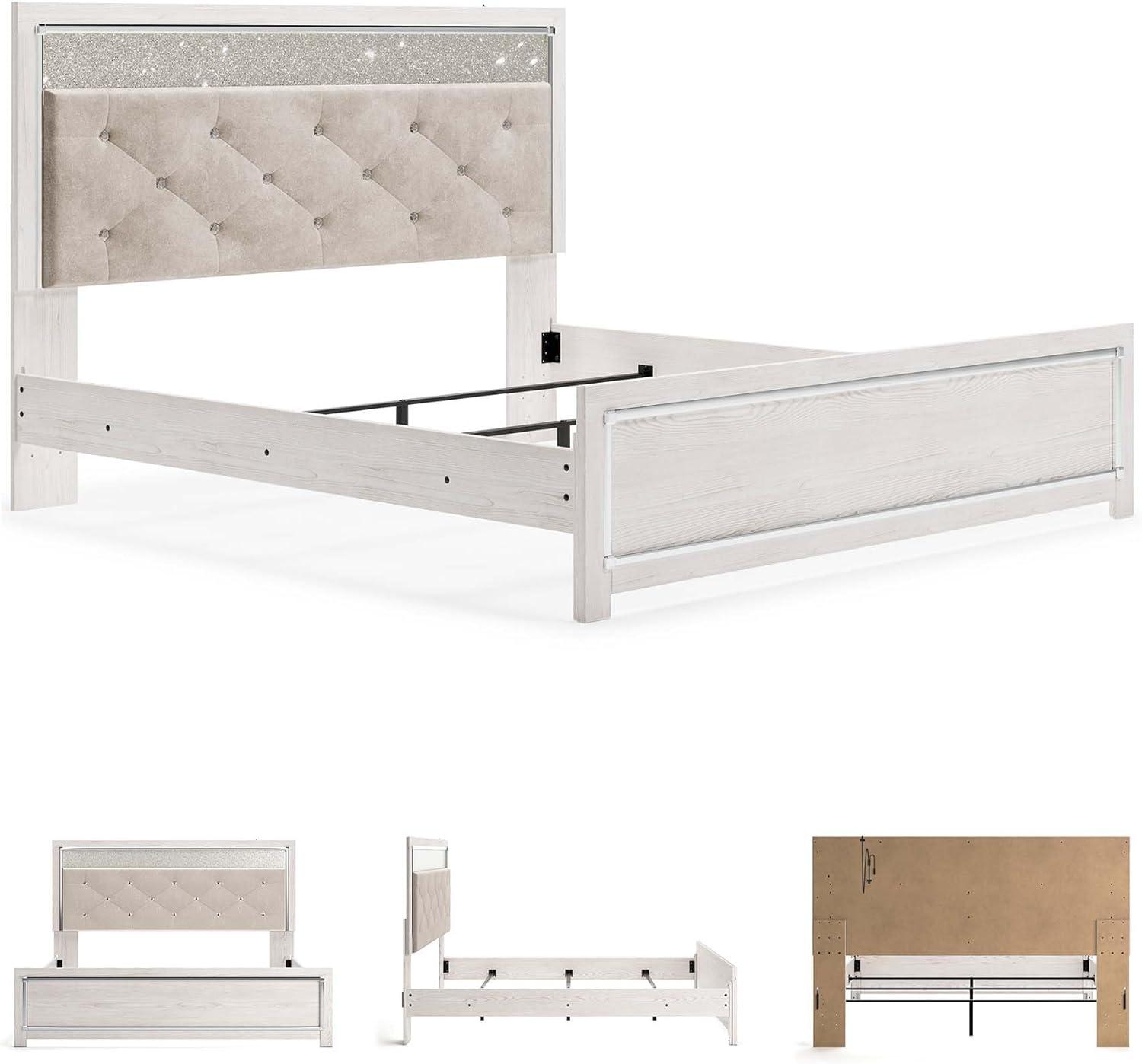 imageSignature Design by Ashley Altyra Modern SmoothGliding 6Drawer Dresser and Mirror with Safety Stop WhiteKing Panel Bed