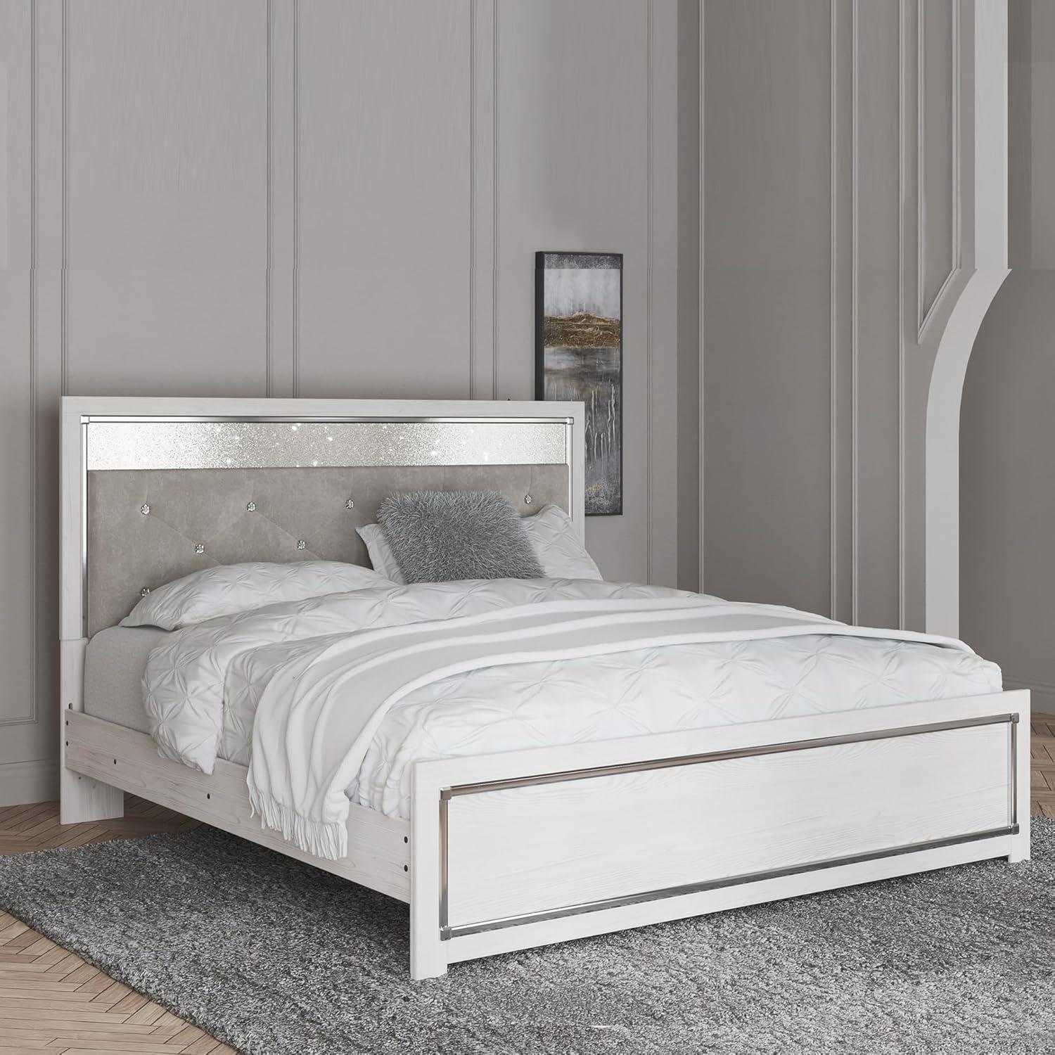 imageSignature Design by Ashley Altyra Modern SmoothGliding 6Drawer Dresser and Mirror with Safety Stop WhiteKing Panel Bed