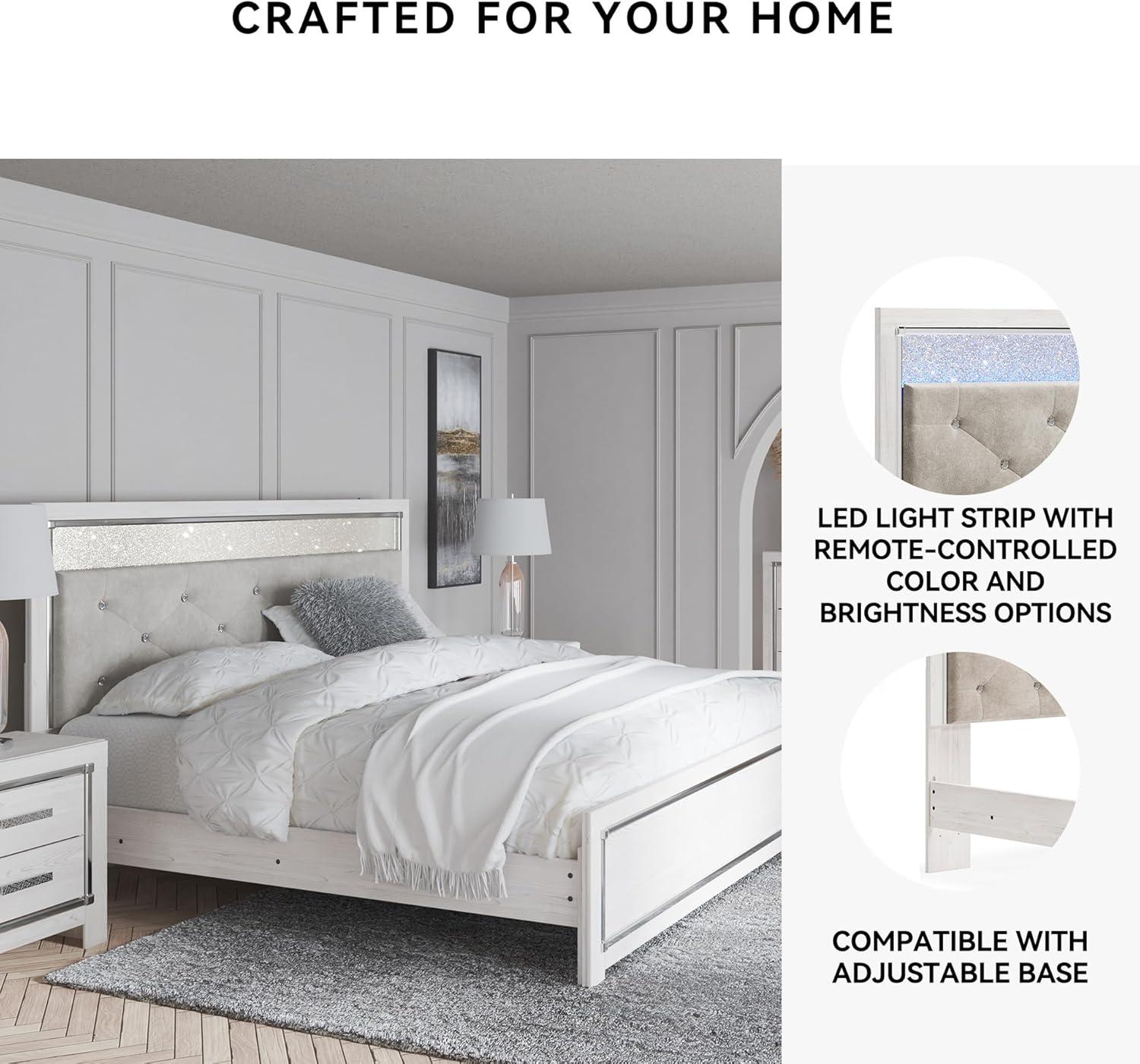 imageSignature Design by Ashley Altyra Modern SmoothGliding 6Drawer Dresser and Mirror with Safety Stop WhiteKing Panel Bed