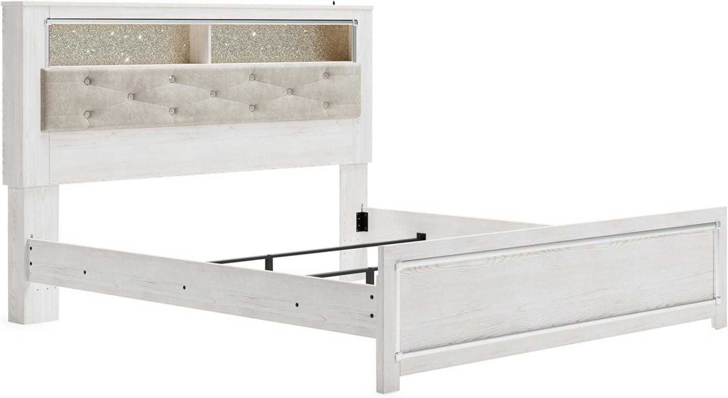 imageSignature Design by Ashley Altyra Modern SmoothGliding 6Drawer Dresser and Mirror with Safety Stop WhiteKing Panel Bookcase Bed