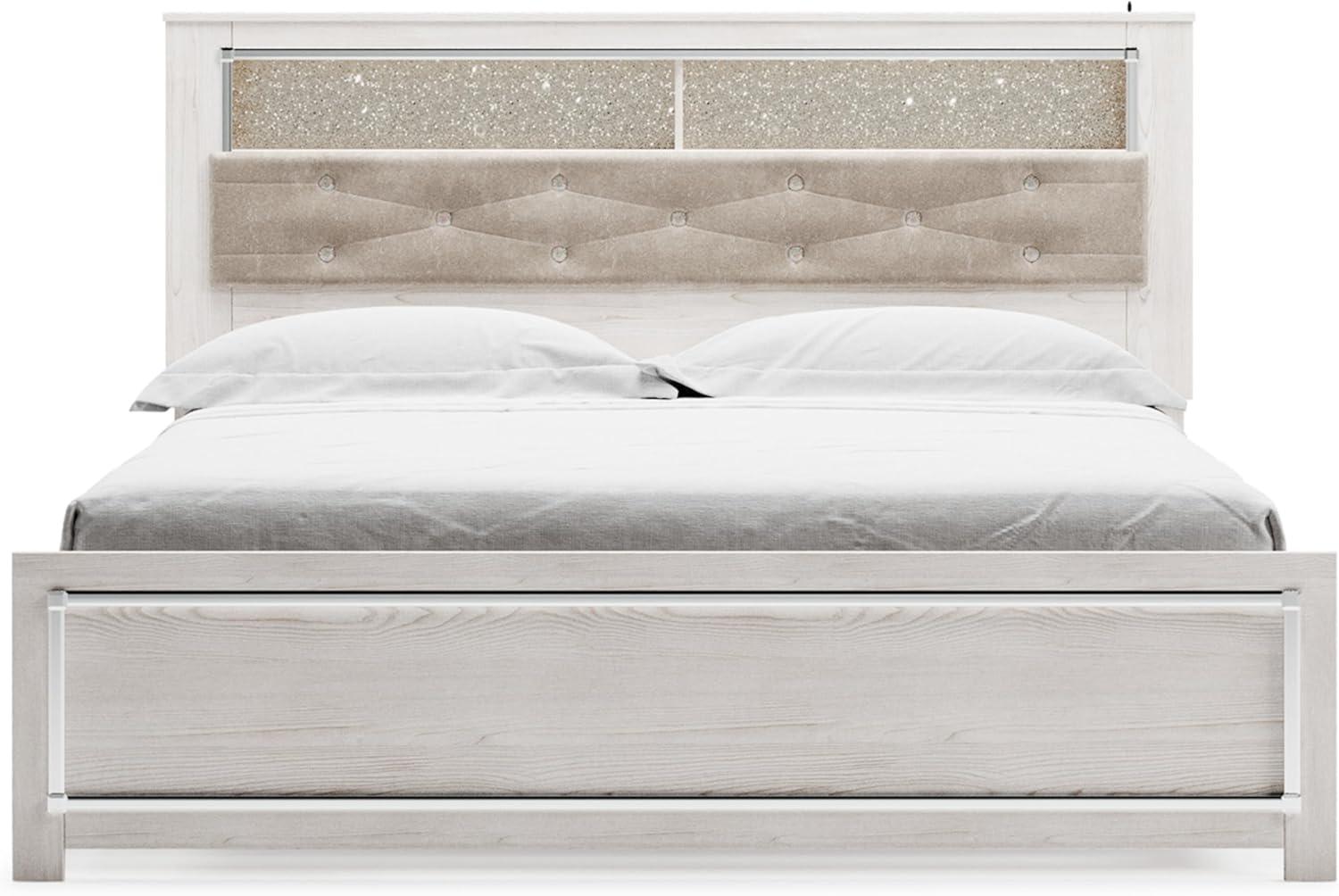 imageSignature Design by Ashley Altyra Modern SmoothGliding 6Drawer Dresser and Mirror with Safety Stop WhiteKing Panel Bookcase Bed