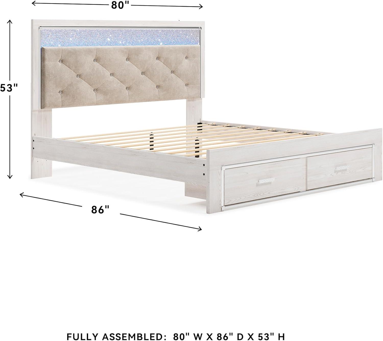 imageSignature Design by Ashley Altyra Modern SmoothGliding 6Drawer Dresser and Mirror with Safety Stop WhiteKing Panel Storage Bed