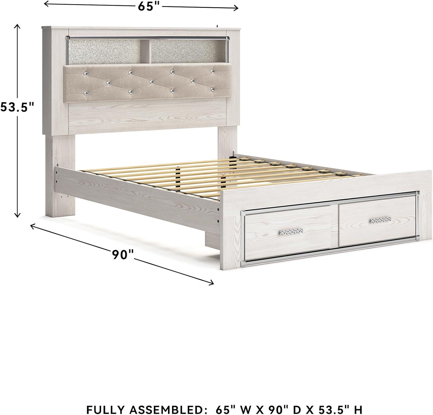 imageSignature Design by Ashley Altyra Modern SmoothGliding 6Drawer Dresser and Mirror with Safety Stop WhiteQueen Bookcase Bed with Storage