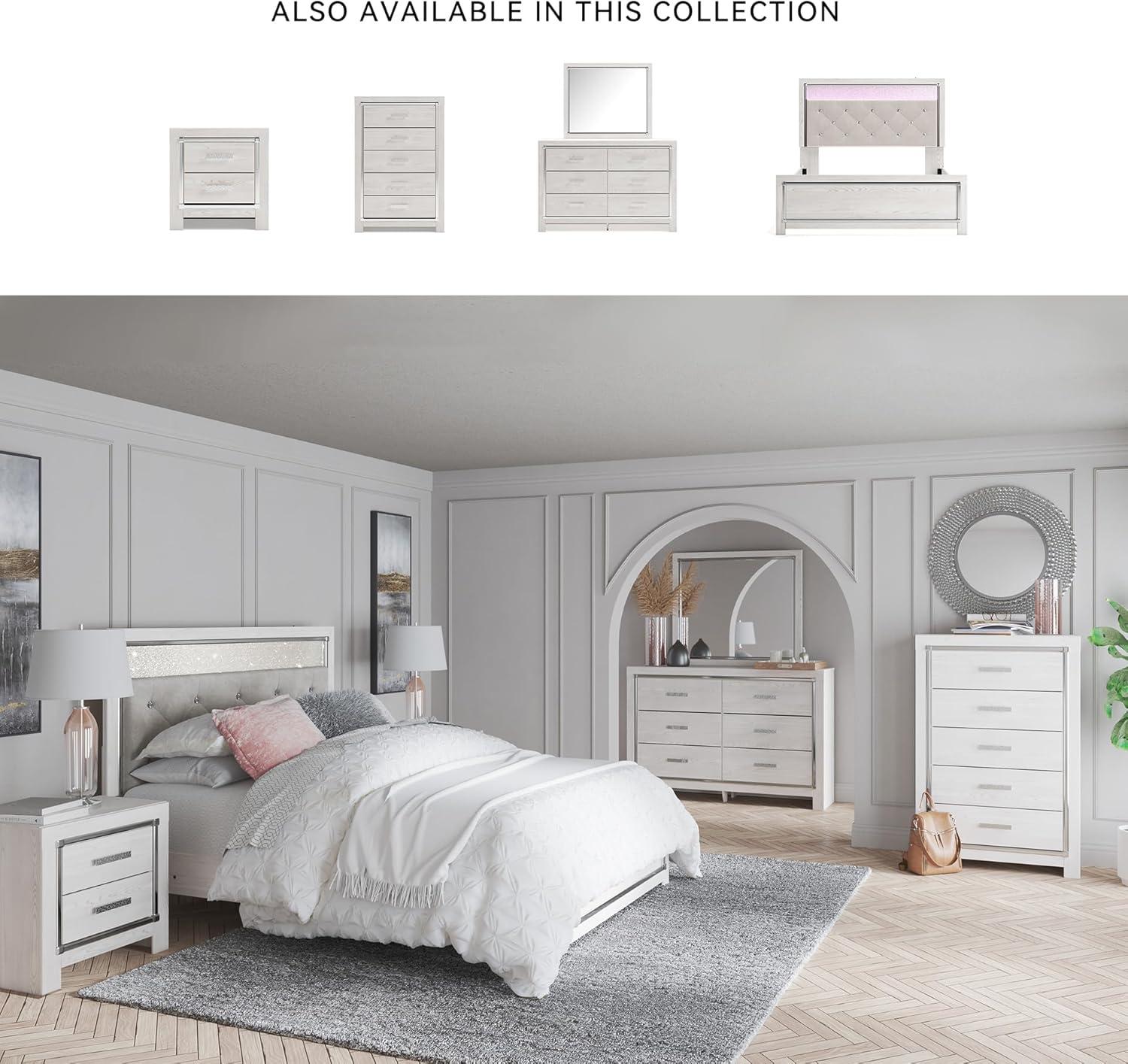 imageSignature Design by Ashley Altyra Modern SmoothGliding 6Drawer Dresser and Mirror with Safety Stop WhiteQueen Panel Bed