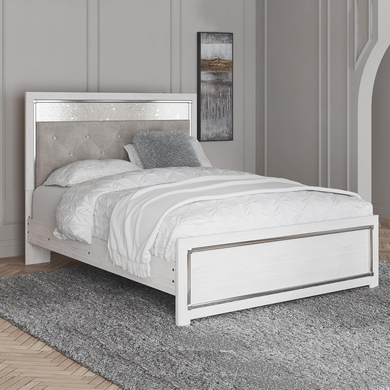 imageSignature Design by Ashley Altyra Modern SmoothGliding 6Drawer Dresser and Mirror with Safety Stop WhiteQueen Panel Bed