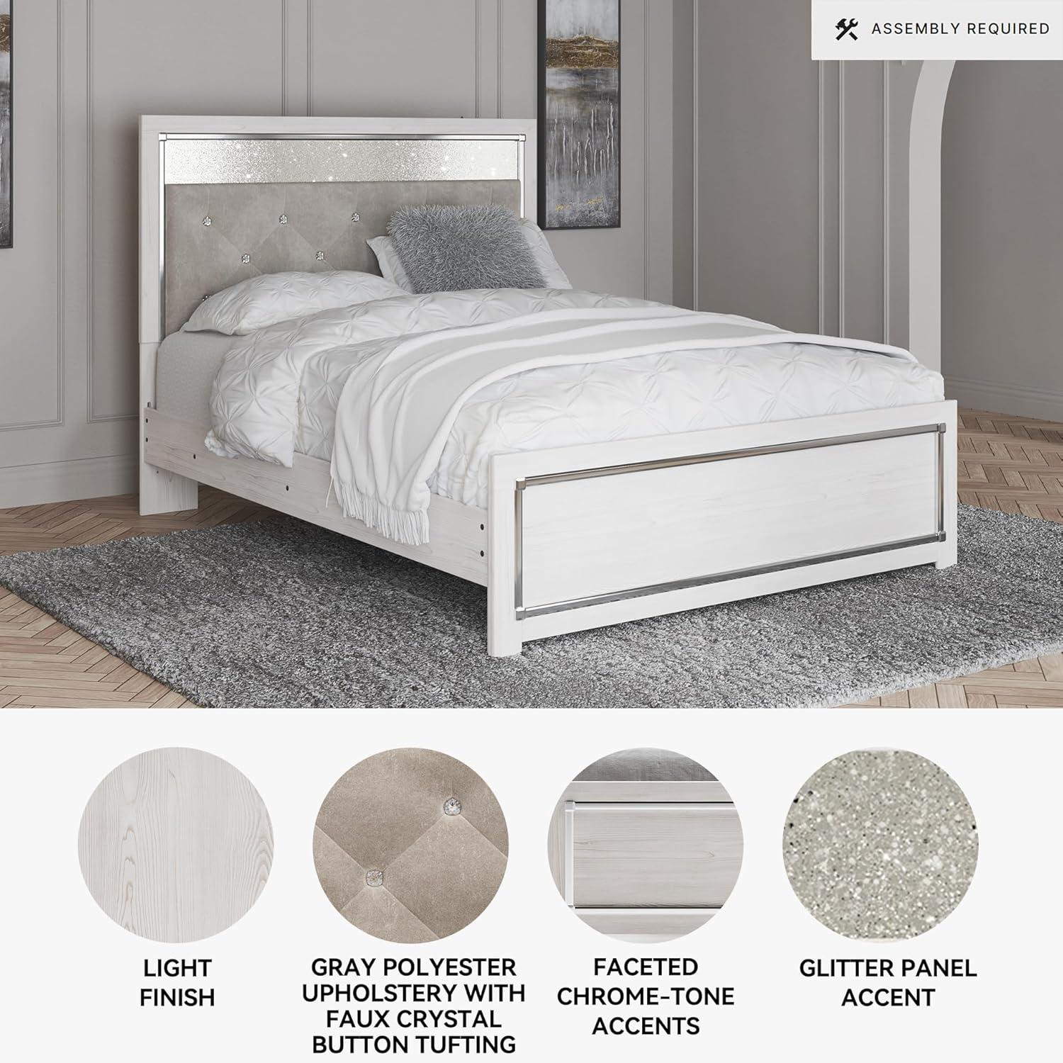 imageSignature Design by Ashley Altyra Modern SmoothGliding 6Drawer Dresser and Mirror with Safety Stop WhiteQueen Panel Bed