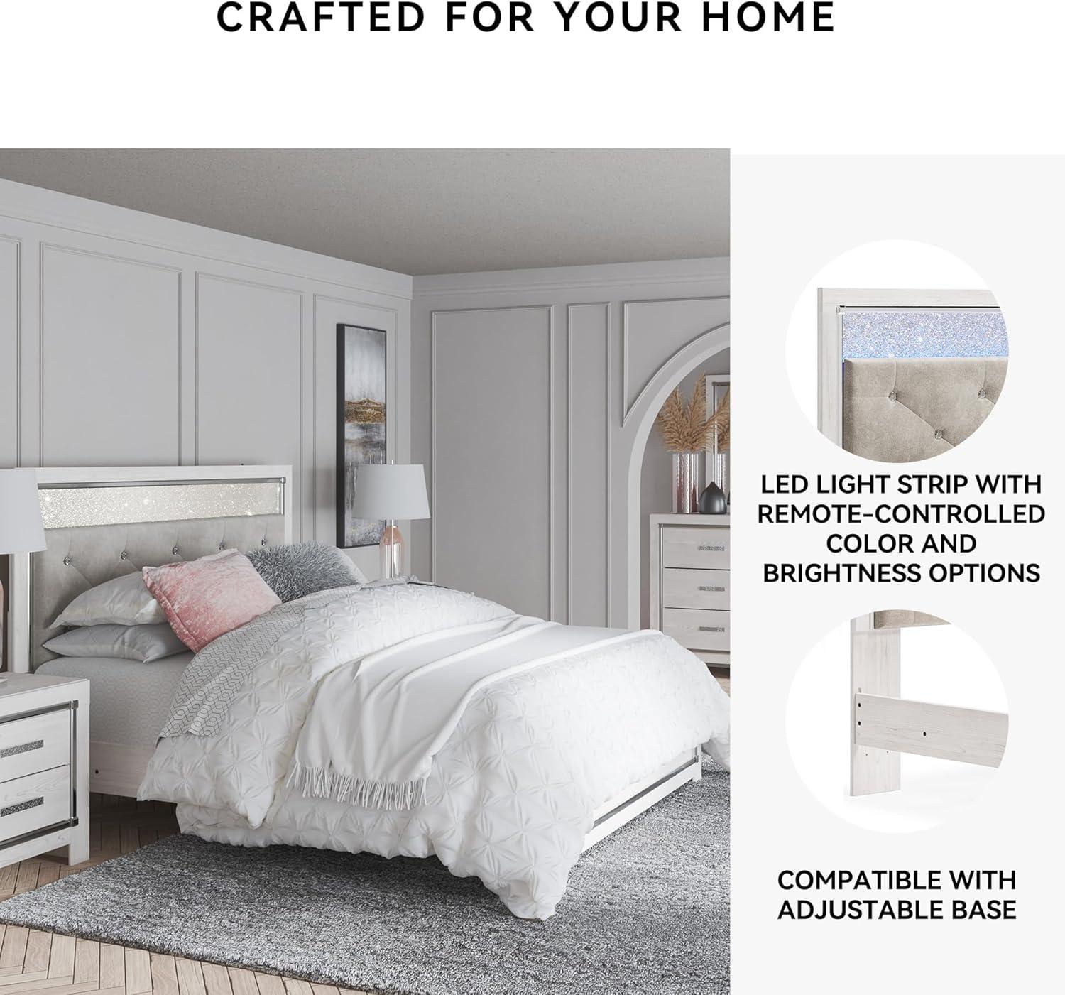 imageSignature Design by Ashley Altyra Modern SmoothGliding 6Drawer Dresser and Mirror with Safety Stop WhiteQueen Panel Bed