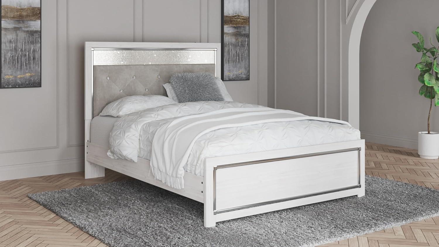 imageSignature Design by Ashley Altyra Modern SmoothGliding 6Drawer Dresser and Mirror with Safety Stop WhiteQueen Panel Bed with Slats