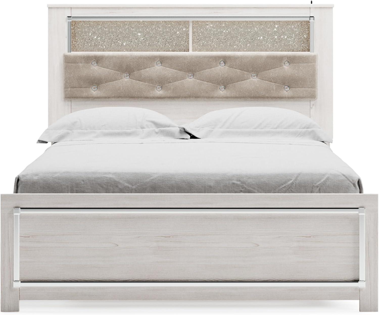 imageSignature Design by Ashley Altyra Modern SmoothGliding 6Drawer Dresser and Mirror with Safety Stop WhiteQueen Panel Bookcase Bed with Slats