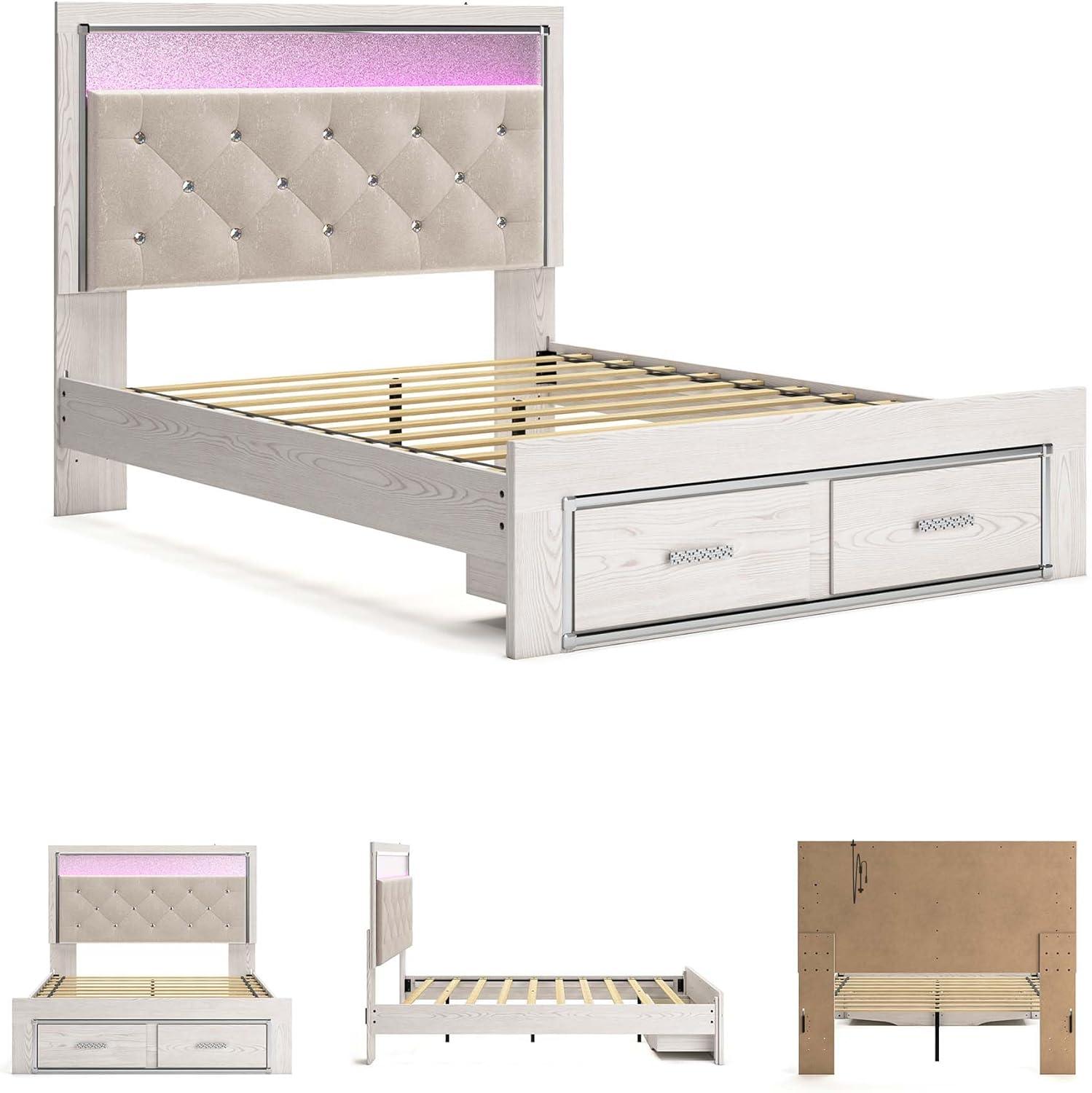 imageSignature Design by Ashley Altyra Modern SmoothGliding 6Drawer Dresser and Mirror with Safety Stop WhiteQueen Storage Bed