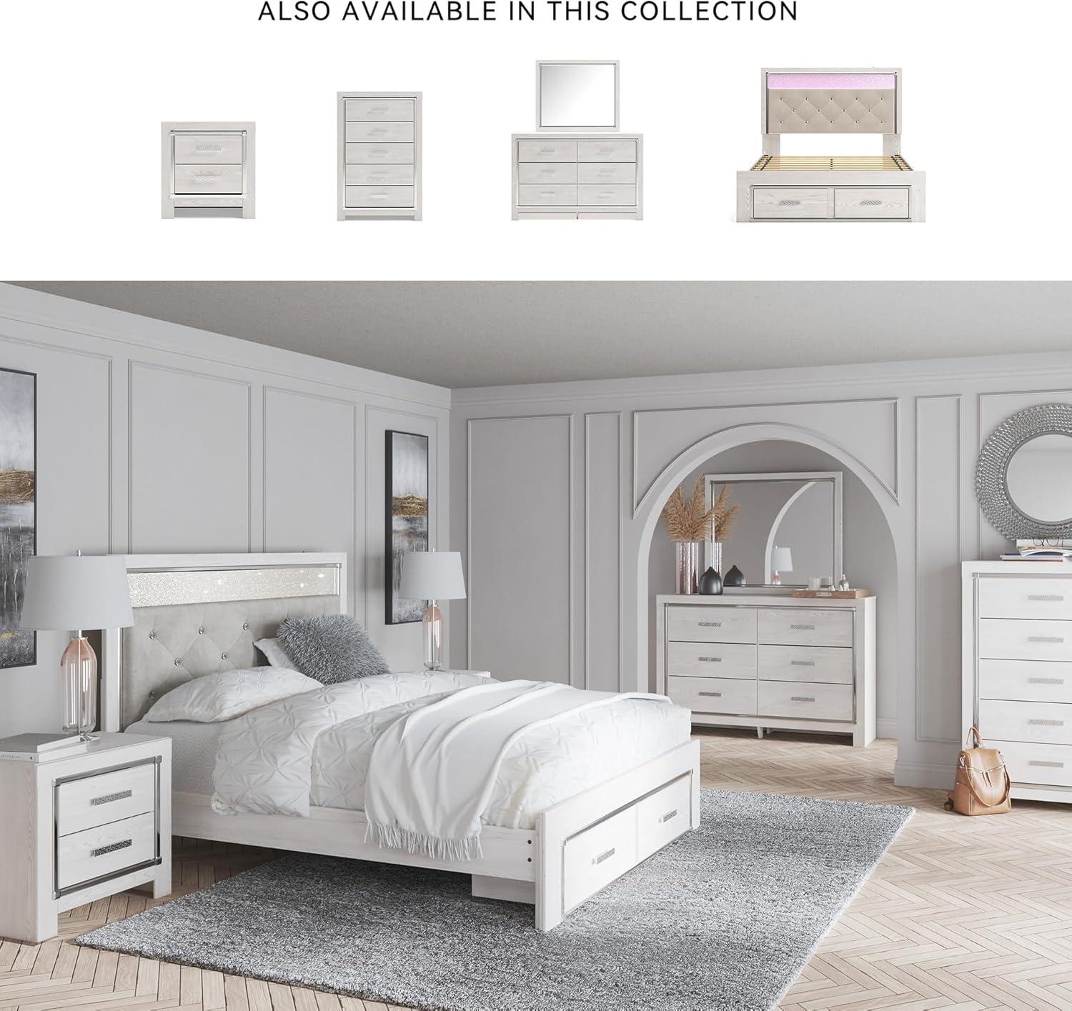 imageSignature Design by Ashley Altyra Modern SmoothGliding 6Drawer Dresser and Mirror with Safety Stop WhiteQueen Storage Bed