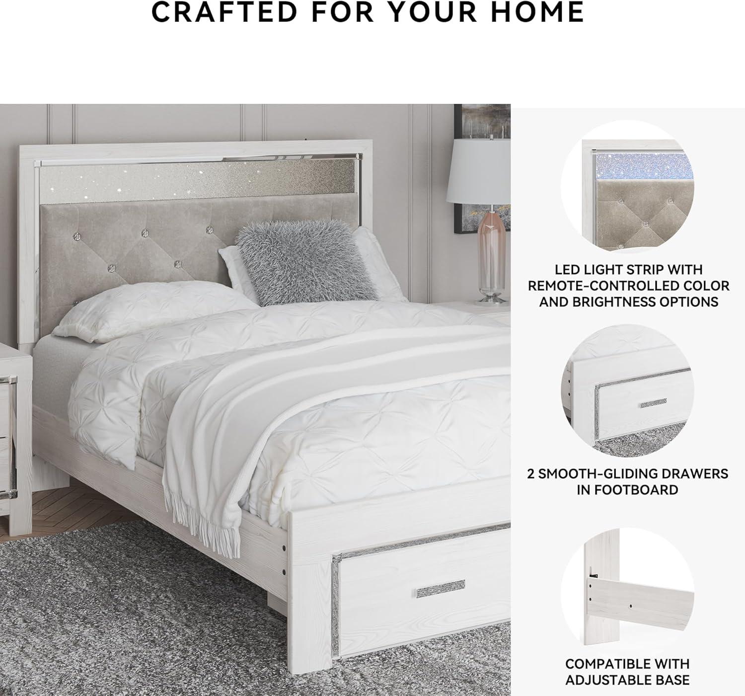 imageSignature Design by Ashley Altyra Modern SmoothGliding 6Drawer Dresser and Mirror with Safety Stop WhiteQueen Storage Bed