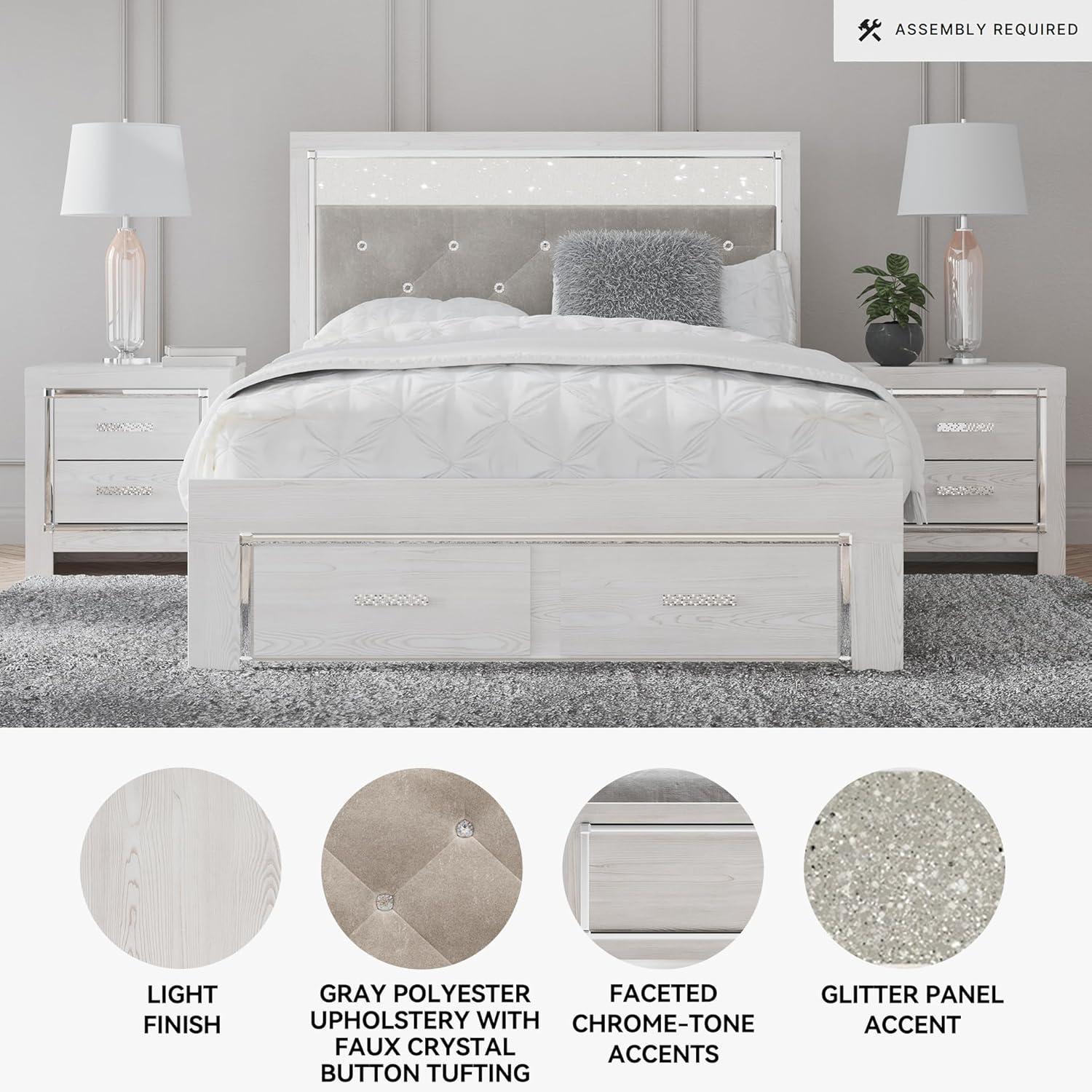 imageSignature Design by Ashley Altyra Modern SmoothGliding 6Drawer Dresser and Mirror with Safety Stop WhiteQueen Storage Bed